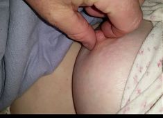 sneaky peek of her tired tit & nipple